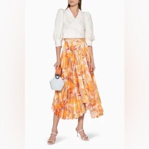 Acler Hooper Asymmetrical Midi Maxi Pleated Skirt US4 AU8